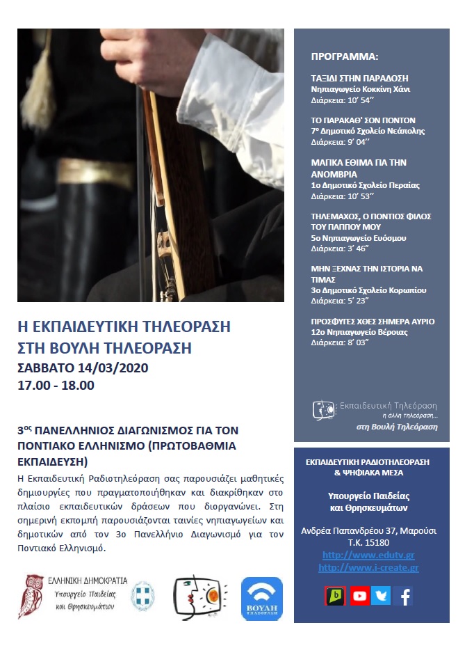 ΠΡΟΓΡΑΜΜΑ ΒΟΥΛΗ 14 3 2020